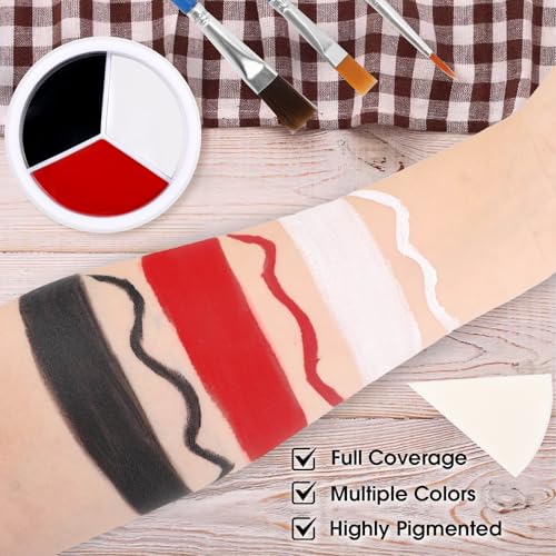 Set 01 Professional Face & Body Paint Kit with 3 Colors, Brushes & Sponges