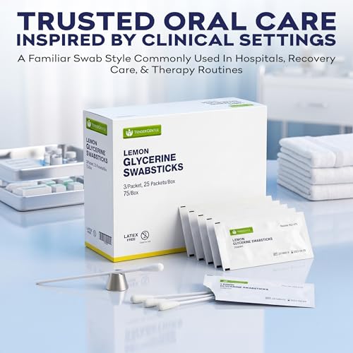 Lemon Glycerin Mouth Swabs for Seniors - 75 Disposable Oral Swabs