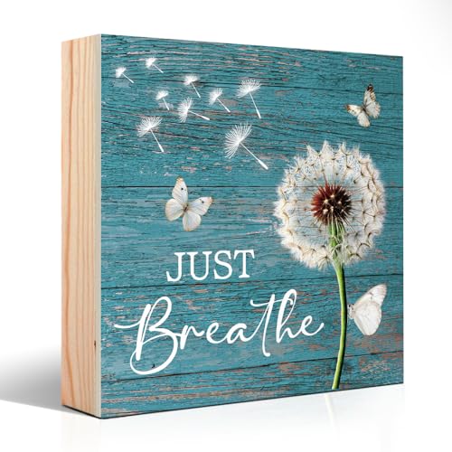 Just Breathe Matters Wooden Box Sign - Inspirational Desk Decor