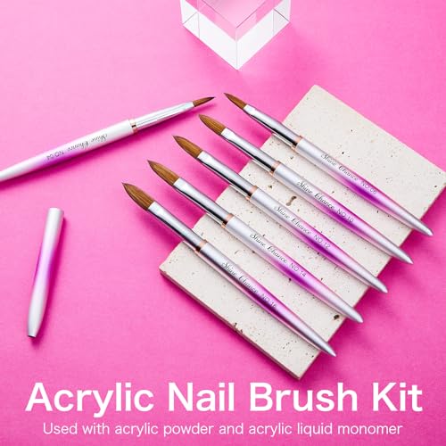 Shine Chance 4Pcs Purple Acrylic Nail Brushes Set - Kolinsky Nail Art & Manicure Tools