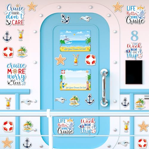 Cruise Door Magnets Set - 12 Pcs Magnetic Dry Erase Boards & Stickers