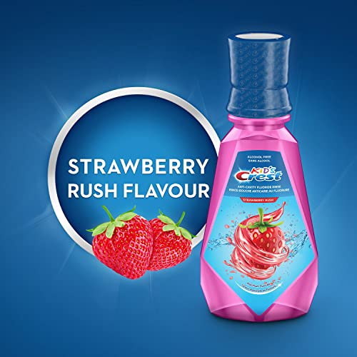 Crest Kids Anti-Cavity Fluoride Mouthwash - Alcohol Free, Strawberry Rush, 500 mL