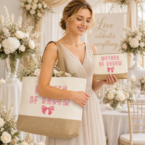 Wedding Canvas Tote Bag and Makeup Bag Set for Bridesmaid Gifts