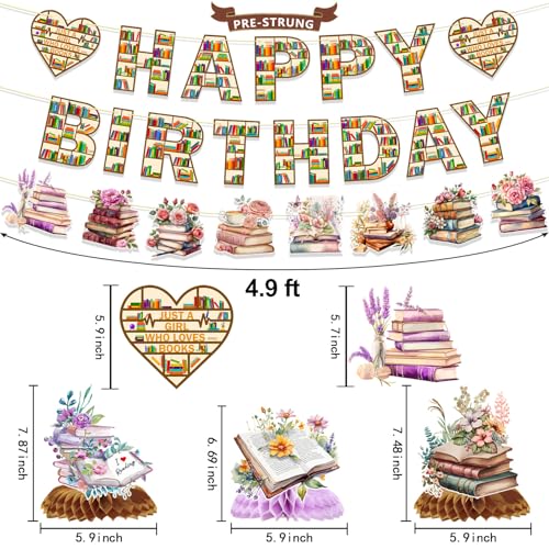 Book Themed Birthday Party Decorations with Honeycomb Centerpieces
