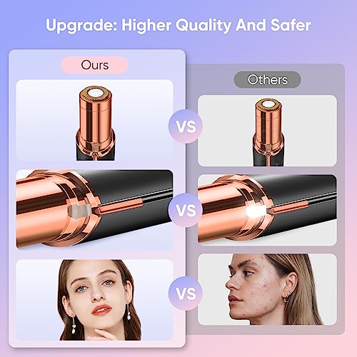 Flawless Facial Hair Remover for Women, Device, Remover Women Face, Finishing Touch Upper Lips, Chin & Cheeks, USB Rechargeable with LED LightIncluded Two Replacement Heads (Black)