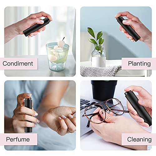 Tekson 4-Pack Black 10ml Refillable Travel Perfume Atomizers, Leakproof Spray Bottles