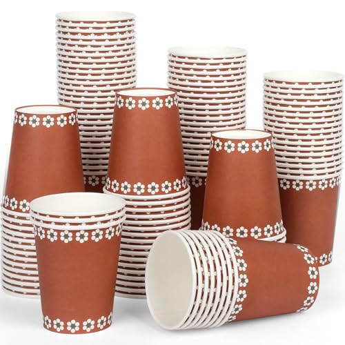 120-Pack Mexican Paper Drinking Cups - 9oz Terracotta Floral Design