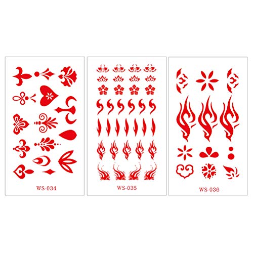 Lurrose Temporary Forehead & Face Tattoo Stickers 30 Sheets Chinese Style Body Art