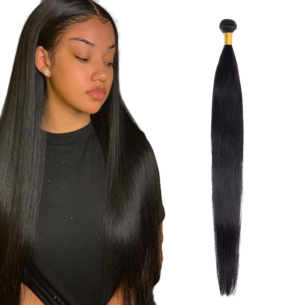 Straight Bundles Human Hair Natural Black Color Unprocessed Brazilian Virgin Remy Hair 1 Bundle 18 Inch Double Weft Hair Extensions