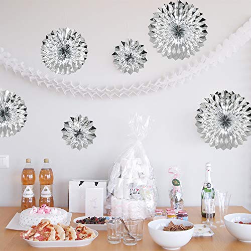 6-Pack Metallic Silver Paper Fans | Party Decorations for All Occasions