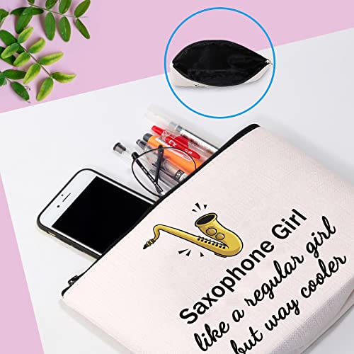 Saxophone Girl Makeup Bag - Saxophonist Gift Travel Cosmetic Organizer