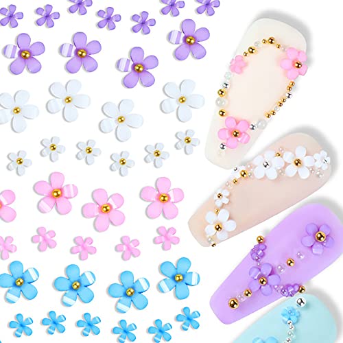 Pink & White 3D Flower Nail Charms Set - Acrylic Nail Art Decorations, 2 Boxes
