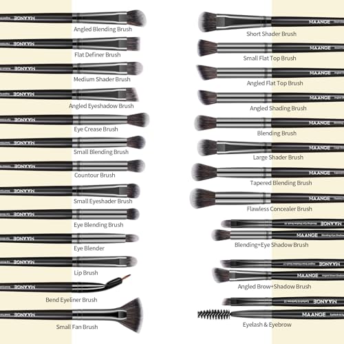 MAANGE 30-Piece Professional Makeup Brush Set with Case – Synthetic