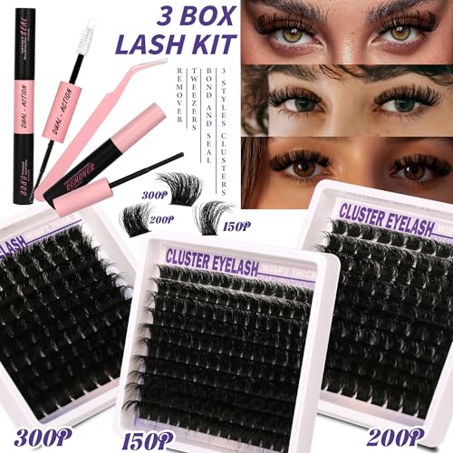 Himirell 350Pcs Cluster Lash Kit - DIY Individual Eyelash Extensions for Beginners