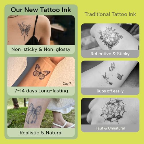 Winged Dragon Fine Line Semi Permanent Tattoo - Flying Mythical Design