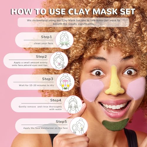 ANAI RUI Pink Clay Mask Set - Turmeric, Rose & Avocado 2.5 oz