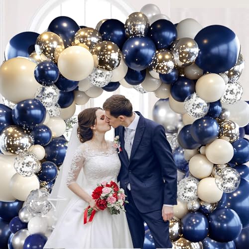 Navy Blue and Silver Balloon Arch Kit - 129 Pcs for Events