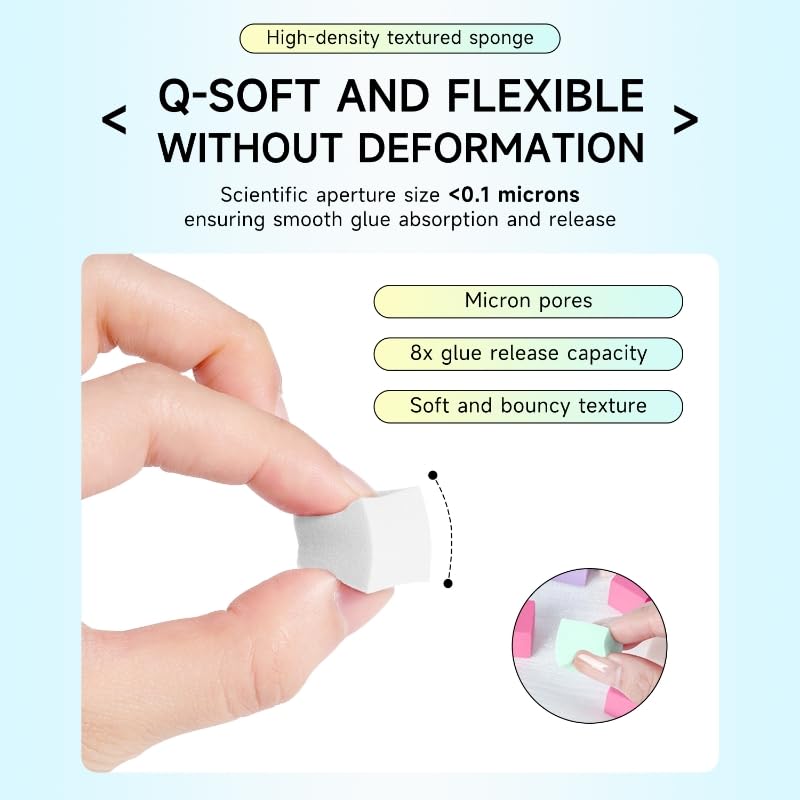 100 Pcs Nail Sponges Set for Ombre Gel with Grabbing Pen & Storage Box