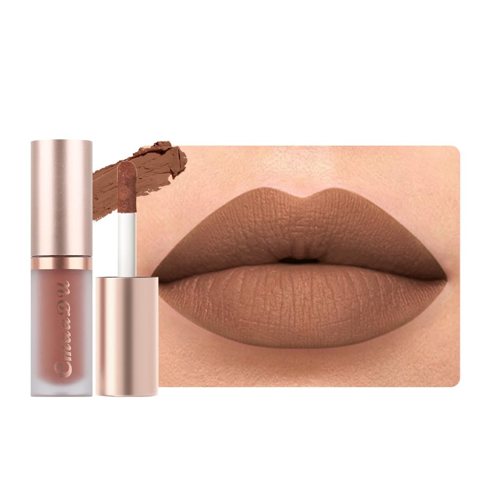 Matte Liquid Lipstick Set - 6 Pcs Dark Light Nude Brown Shades | Long-Lasting Velvet Finish for Black Women