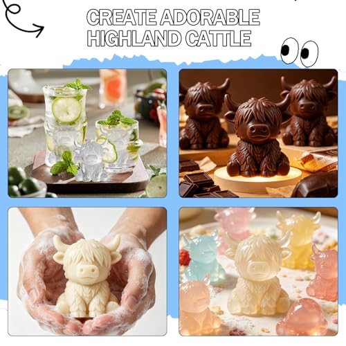 3D Highland Cow Silicone Ice Cube Mold - Fun Animal Tray for Drinks