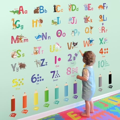 SHUCHING Animal Alphabet Wall Decal for Kids' Rooms - Educational ABC Stickers