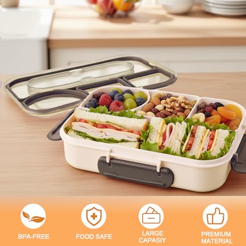 YANLIFY Portable Bento Box for Adults - 4 Compartments, 1000ml, Leak-Proof, BPA-Free