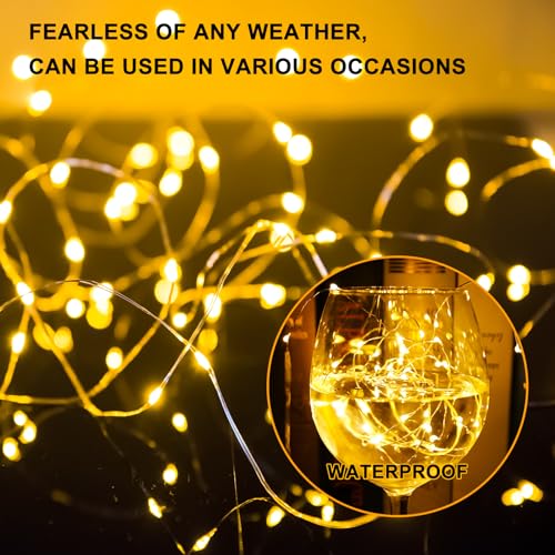 6PCS Battery Powered Fairy Lights with Remote - 20LEDs, 8 Modes, Timer, Warm White
