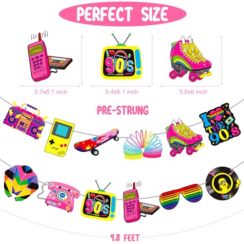 90s Theme Party Banners Set - Retro Birthday Decorations