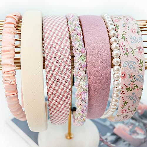 Pink 7-Pack Headbands for Women - Versatile Hair Accessories