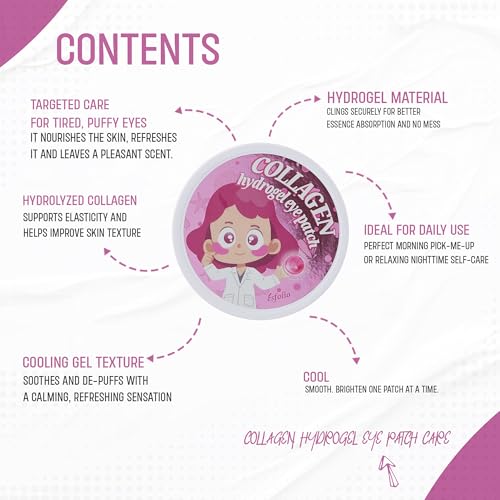 esfolio Collagen Hydrogel Eye Patches 60 Count - Under Eye Puffiness & Tiredness Relief