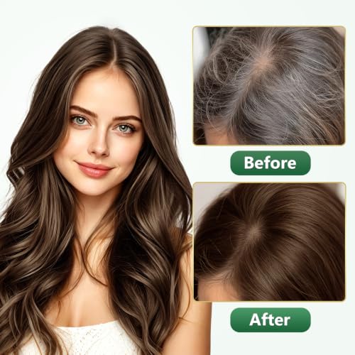 RKQNIER Brown Hair Dye Shampoo for 100% Gray Coverage - 3 in 1 Natural Hair Color