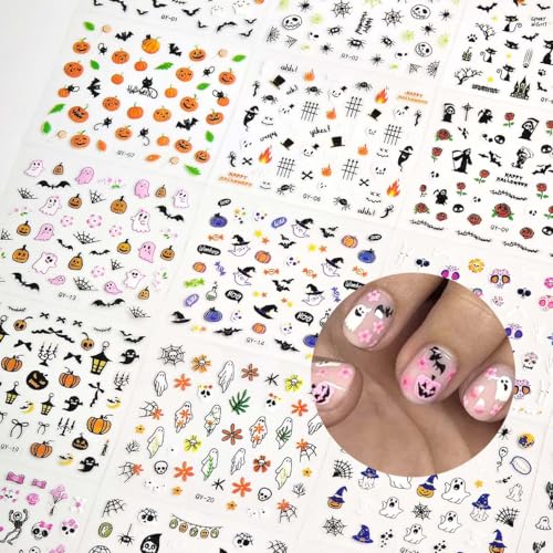 Halloween Nail Stickers - 30 Sheets of 3D Designs for Kids & Adults