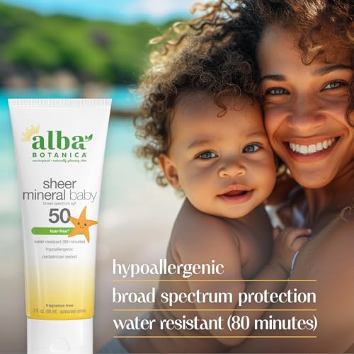 Alba Botanica Baby Sunscreen SPF 50 - Mineral Lotion, 3 Fl Oz