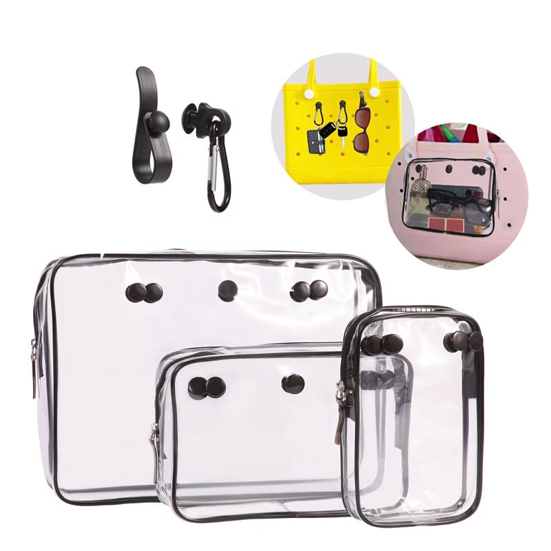 MaxSimple Clear Beach Tote Bag Set with Waterproof Insert Bags & Key Holders