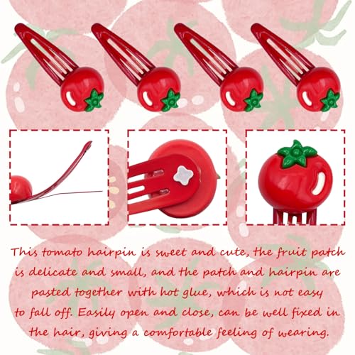 Cute Tomato Hair Clips - 20 Pcs Fruit Barrettes for Kids & Adults