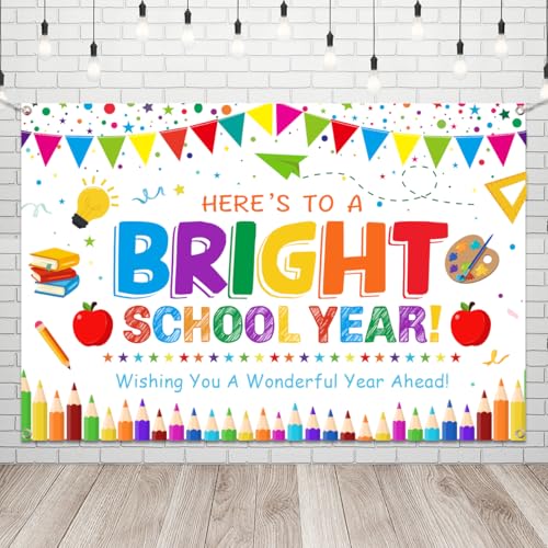 Bright School Year Backdrop - 71x43 Inch Welcome Banner for Kids