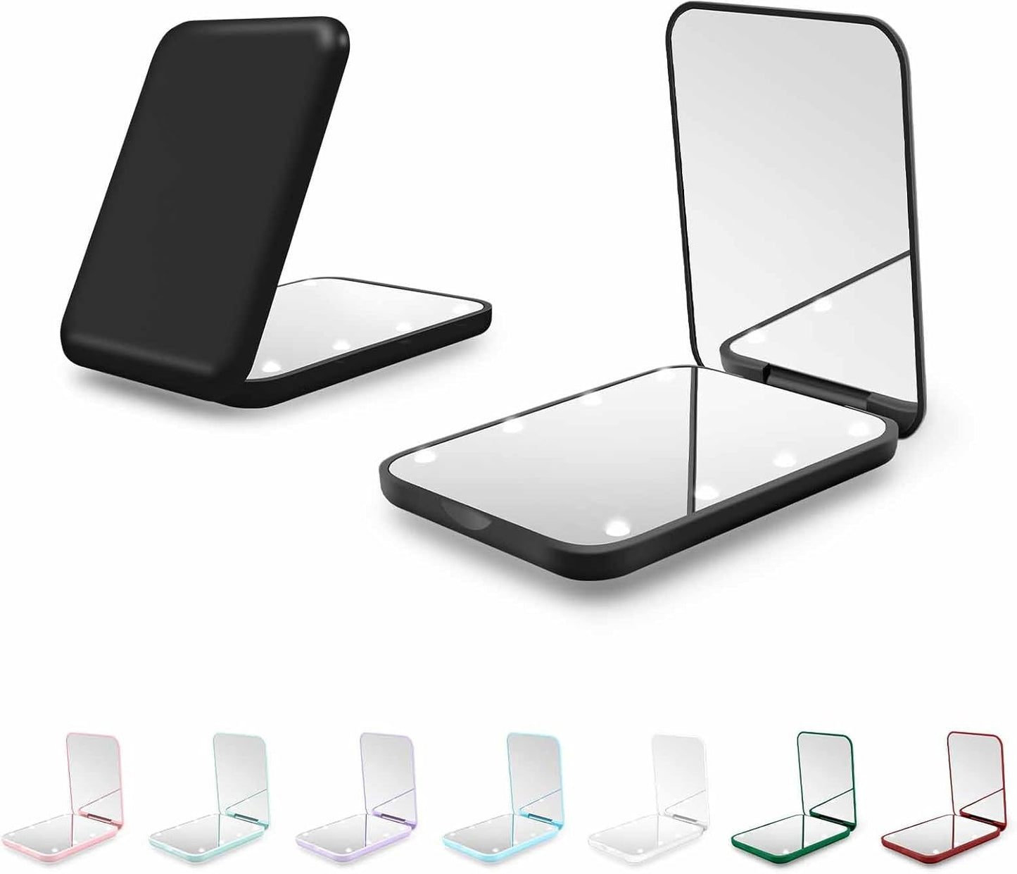 Compact LED Pocket Mirror - 1X/3X Magnification, Mini Travel Mirror for Purse | Pink