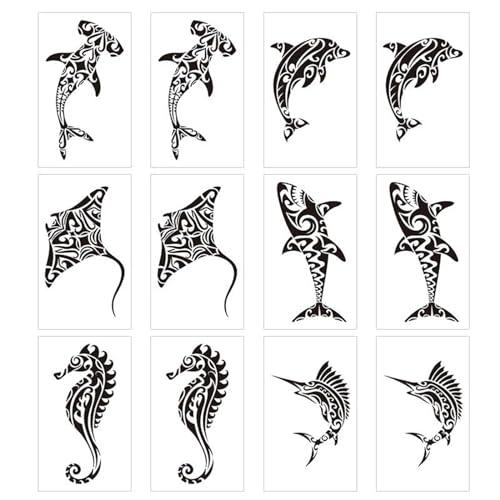 Ocean Tribal Temporary Tattoos - 12 Waterproof Sheets