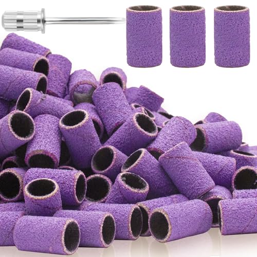 100 Pcs 150 Grit Nail Sanding Bands with Drill Bit Set