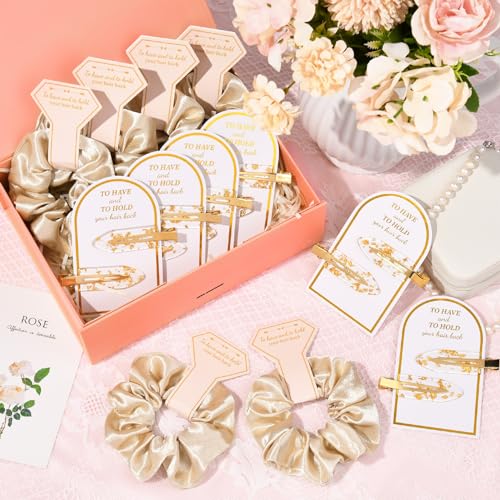 Bridal Hair Accessories Set - 12 PCS Soft Silk Satin Scrunchies & Clips