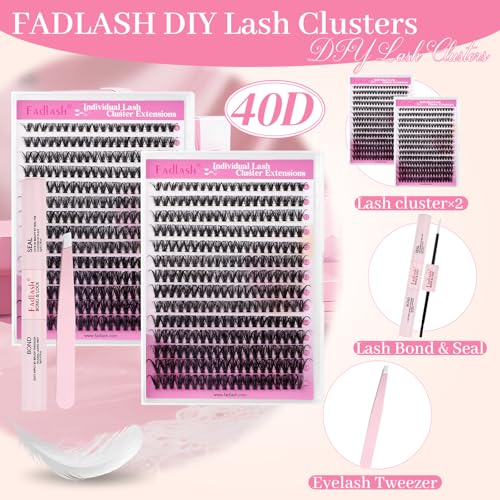 FADLASH Eyelash Clusters Kit - 560PCS Natural 40D D Curl 8-16mm