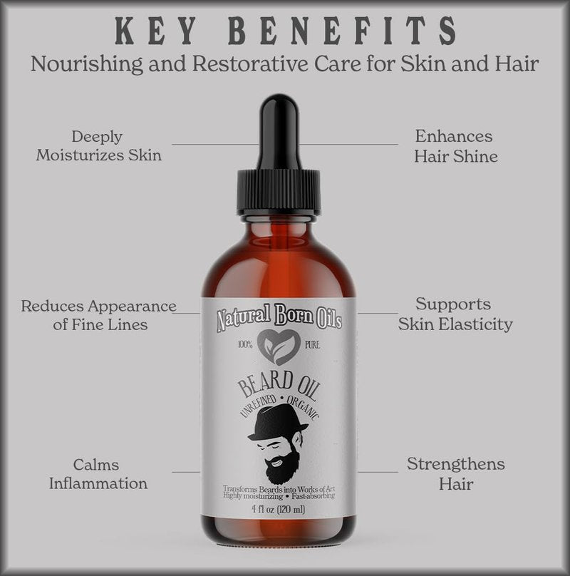Natural Born Oils Beard Oil, 1 Gallon, Organic, Contains Natural Vitamin E, Jojoba and Argan Oils, Cold-Pressed, Natural Ingredients, Deep Beard Conditioning, Skin Care