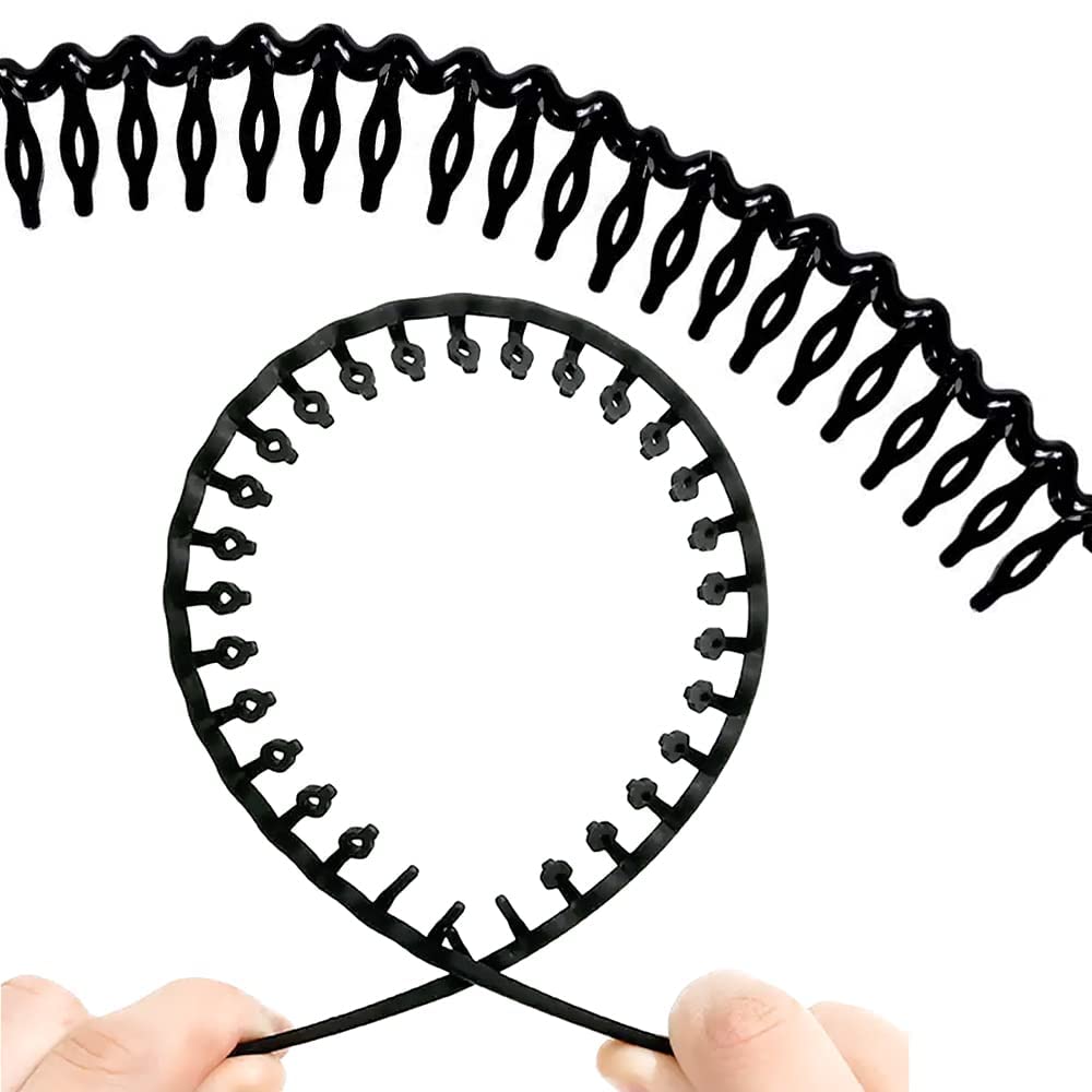 Effortless Black Plastic Headbands - 8 PCS No-Slip Hair Accessories for Women, Men & Teens