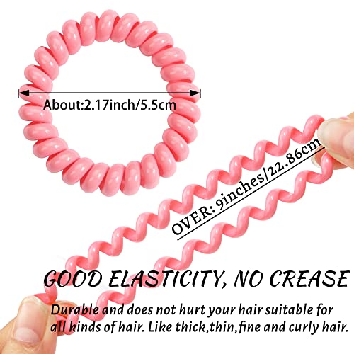 DED 24PCS Solid Color Spiral Hair Ties for Women - No Crease Elastic Coil Hair Elastics
