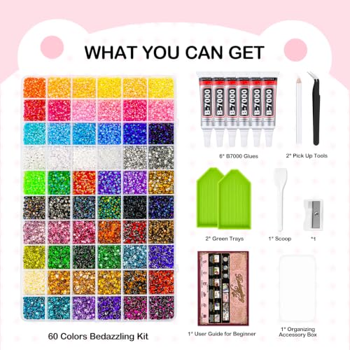 60 Colors Jellyab Bedazzling Kit with 3mm Rhinestones & Tools