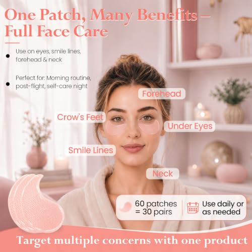 Duoffanny Salmon DNA PDRN Under Eye Patches - Collagen & Brightening Mask, 60 Ct