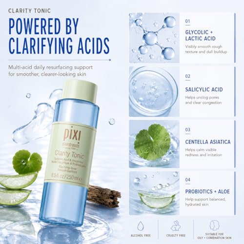 Pixi Clarity Tonic 3.4 Fl Oz - AHA & BHA Salicylic Acid Pore Minimizer
