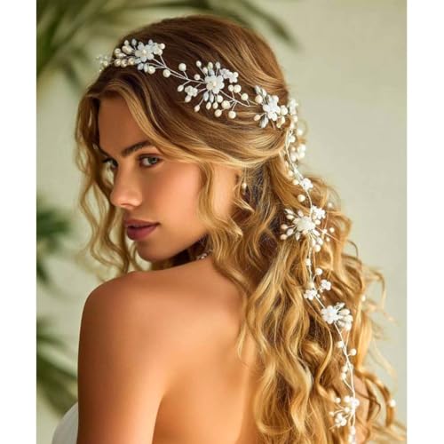 Gold Wedding Hair Vine with Crystals and Pearls - Bridal Hair Accessories