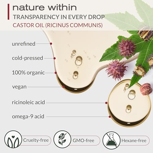 Ella & Eden Organic Castor Oil for Eyelashes & Brows - 4 Oz, Cold-Pressed & Pure