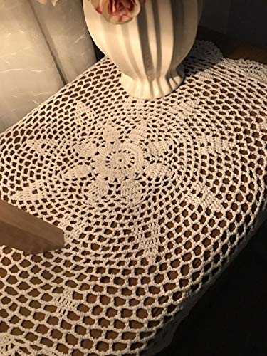 Damanni 19-Inch Handmade Cotton Crochet Lace Doily - Round White Tablecloth